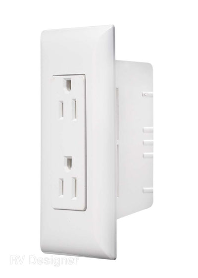 RV Designer dual 125V AC power receptacle white
