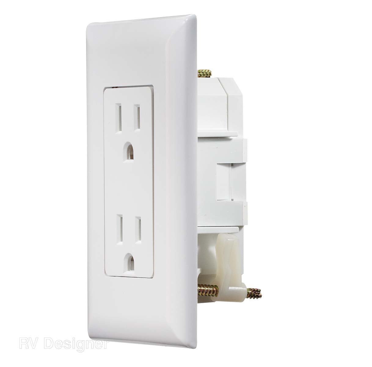 RV Designer dual 125V AC power receptacle white
