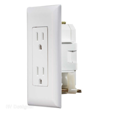 RV Designer dual 125V AC power receptacle white
