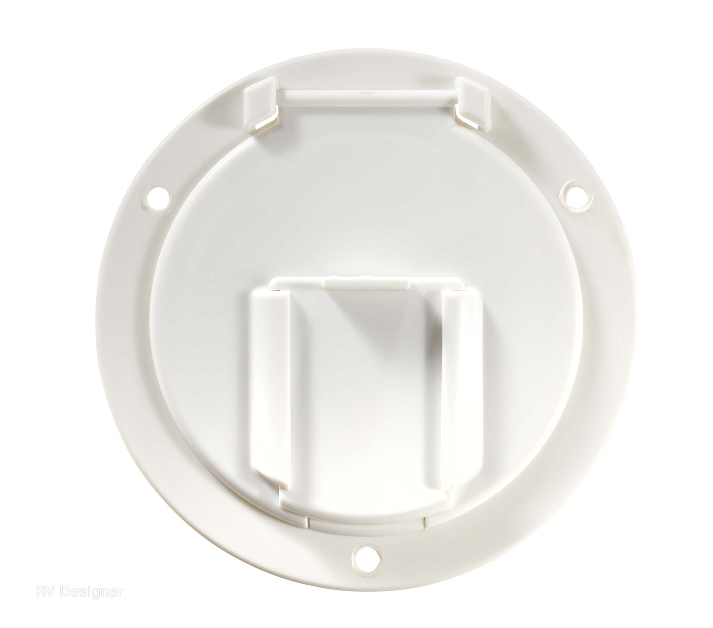 RV Designer round 50 amp electrical cord hatch

