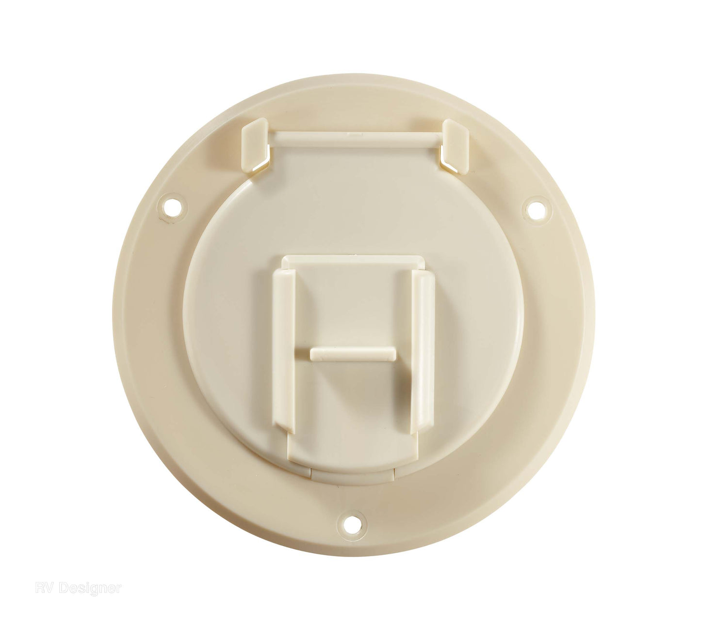 RV Designer round electrical cord hatch colonial white
