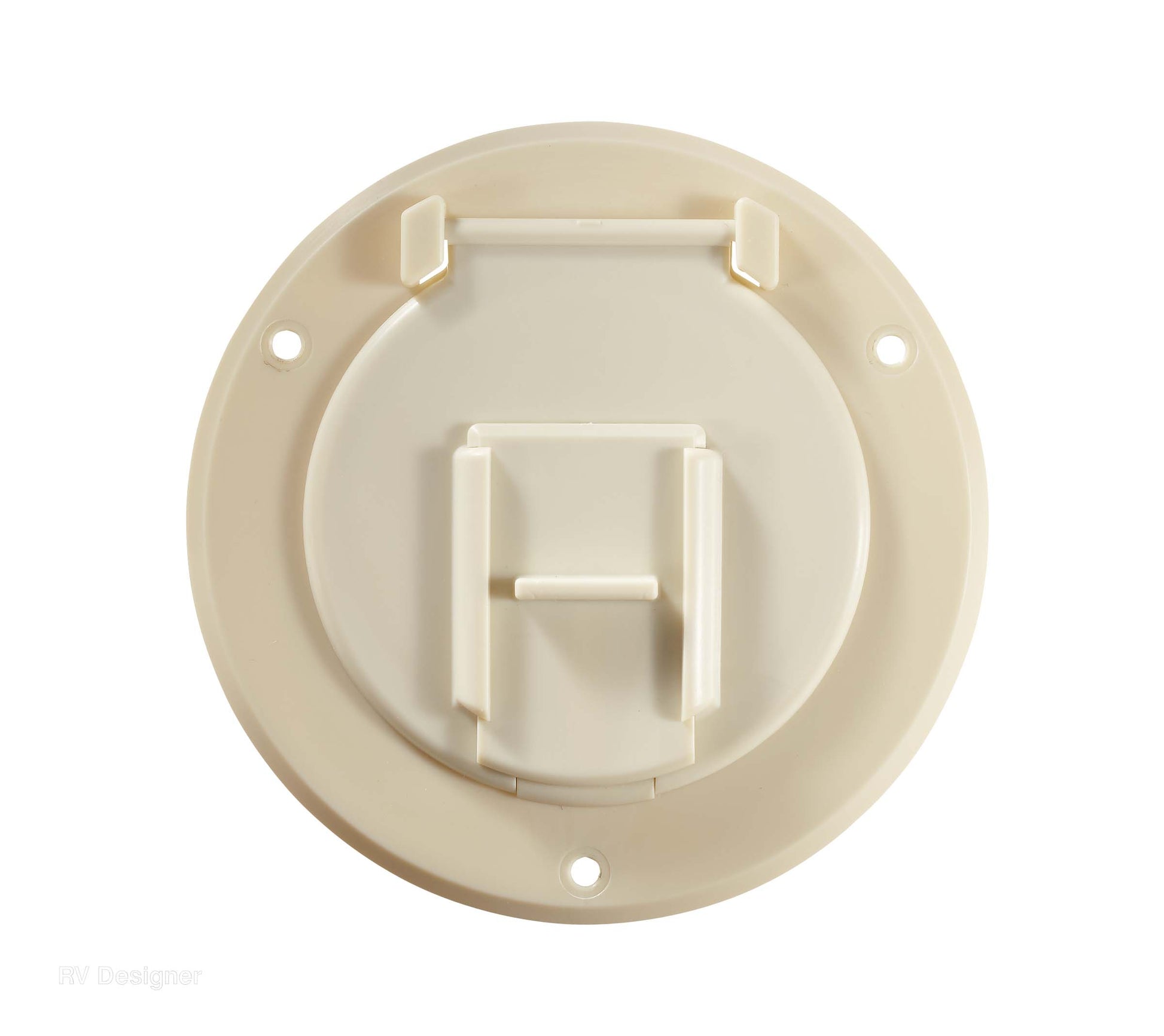 RV Designer round electrical cord hatch colonial white
