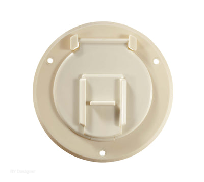 RV Designer round electrical cord hatch colonial white
