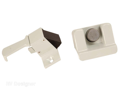 RV Designer screen door latch for Coleman style doors, white