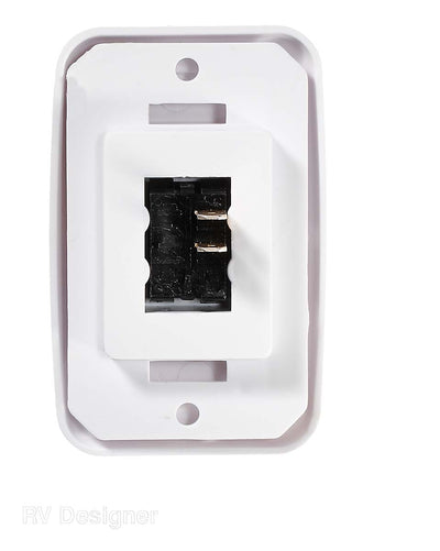 White RV contoured rocker switch close-up

