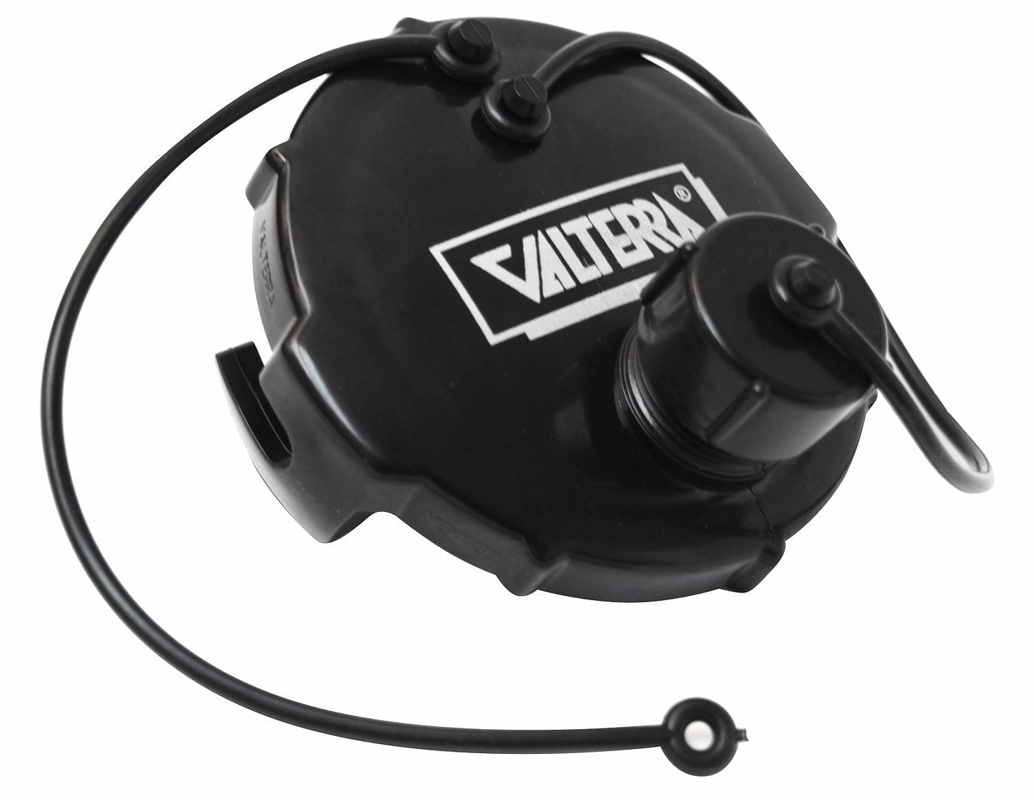 Valterra sewer cap installed on RV waste outlet
