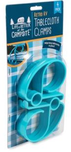 Camco Life is Better at the Campsite Retro RV Tablecloth Clamps, 4 Pack